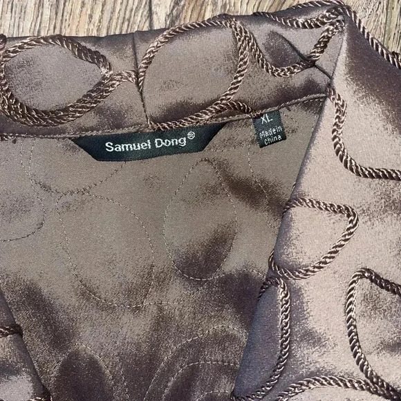 Vintage textured Samuel Dong jacket xl rope embroidered brown Cafe floral - Picture 5 of 5